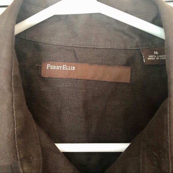 3/$20 🥰 Brown Men’s Perry Ellis Shirt, Medium - Picture 3 of 4